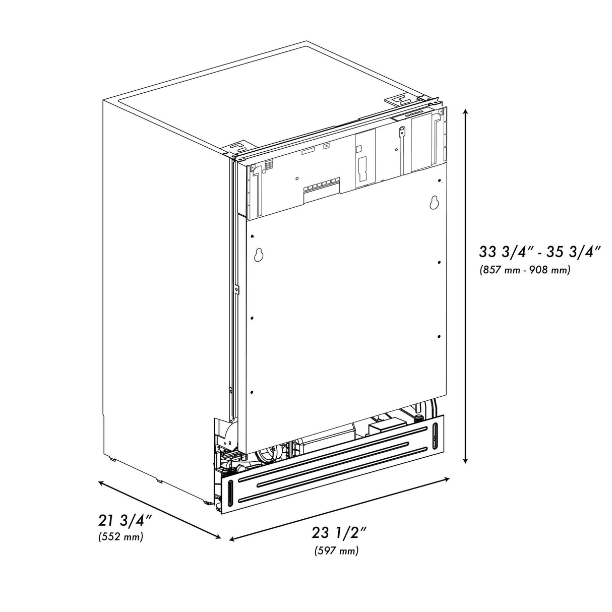 ZLINE 24" Tallac Series 3rd Rack Dishwasher in Custom Panel Ready with Stainless Steel Tub, 51dBa (DWV-24)