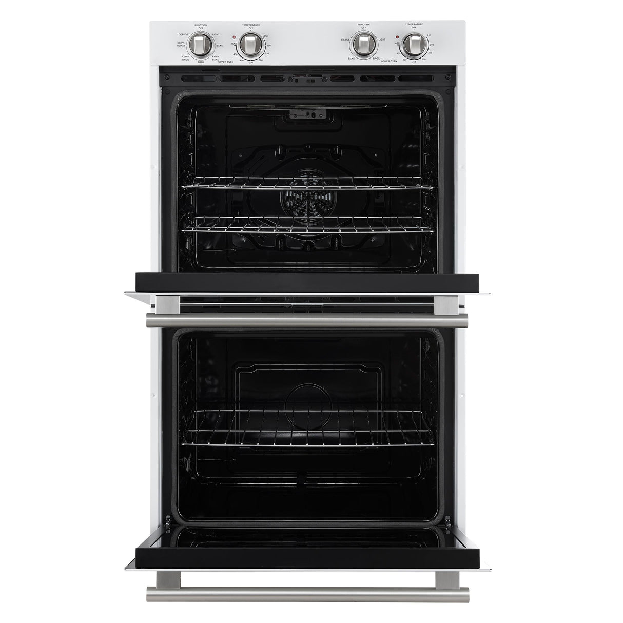 Forno Vomero 30-Inch Double Wall Oven, White, 10 cu.ft Total Capacity, 7100W Convection, Mechanical Controls, Manuel Steam Clean