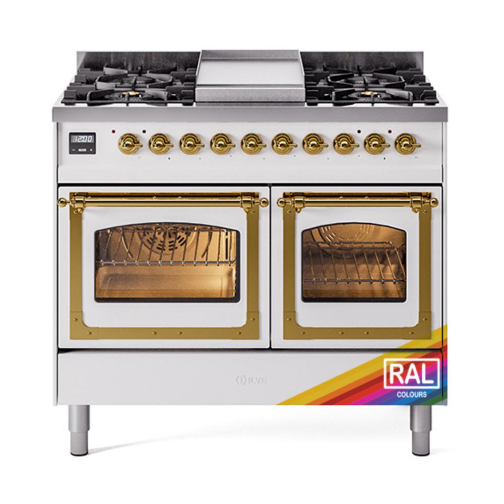 ILVE UND40FNMPRAGLP Nostalgie II Noblesse 40 inch Dual Fuel Range (Liquid Propane, Triple Glass Door, RAL, Brass)
