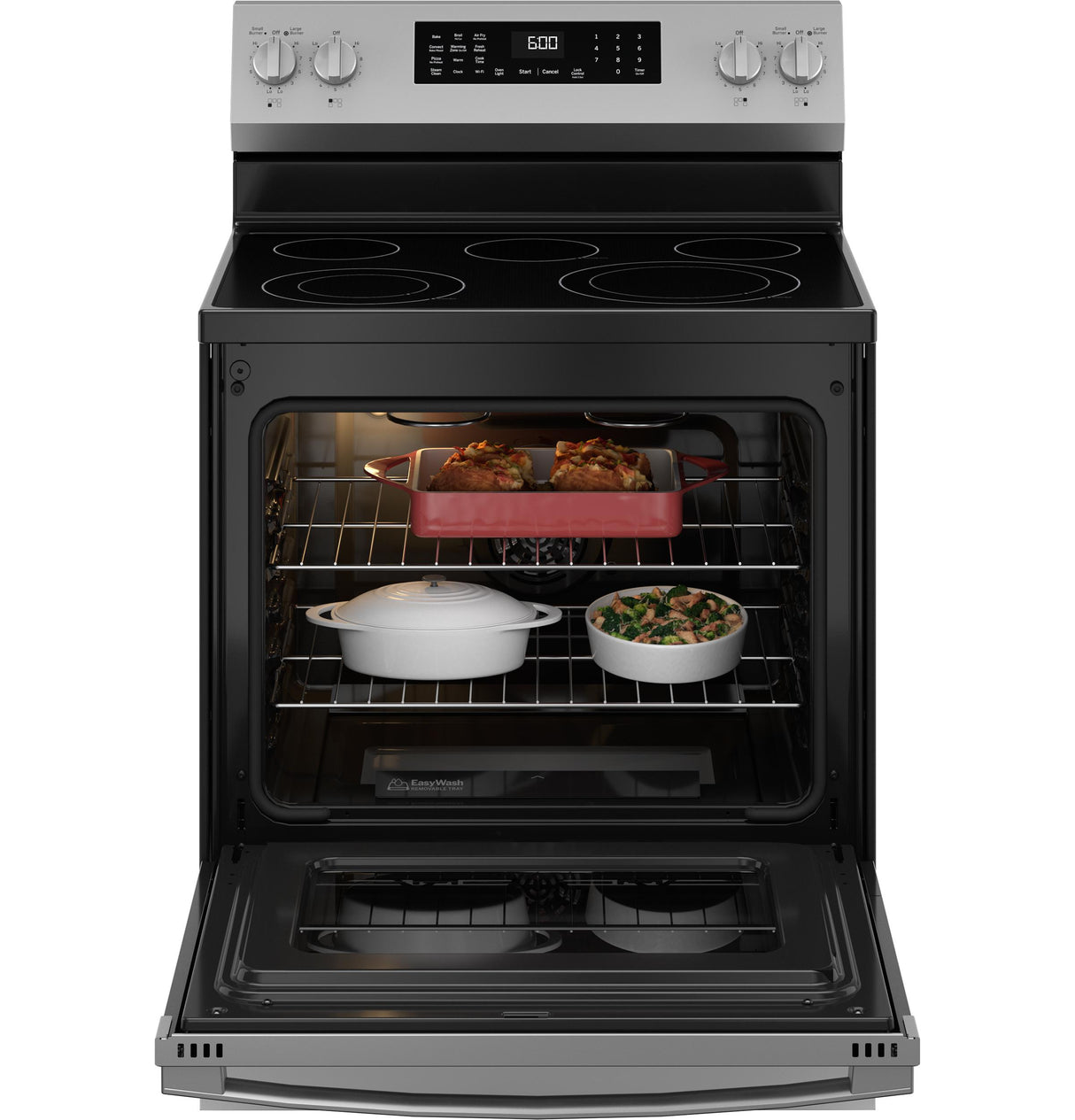 GE® ENERGY STAR® 30" Free-Standing Electric Convection Range with No Preheat Air Fry and EasyWash™ Oven Tray