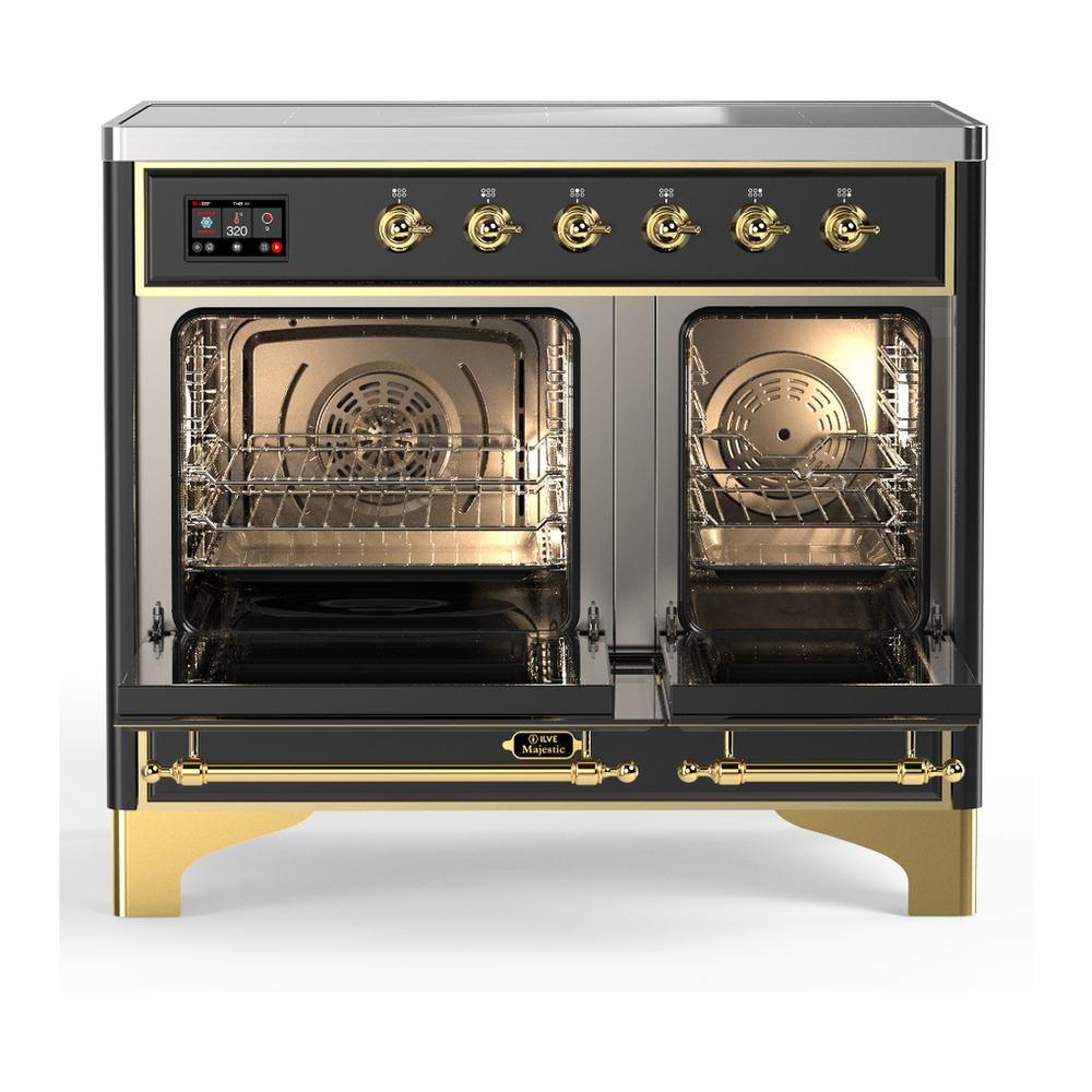 ILVE UMDIB40NR3MGG Majestic III 40 inch Induction Range with 6 Elements, 3.82 cu. ft. Total Oven Capacity (Triple Glass Door, Graphite Matte, Brass)