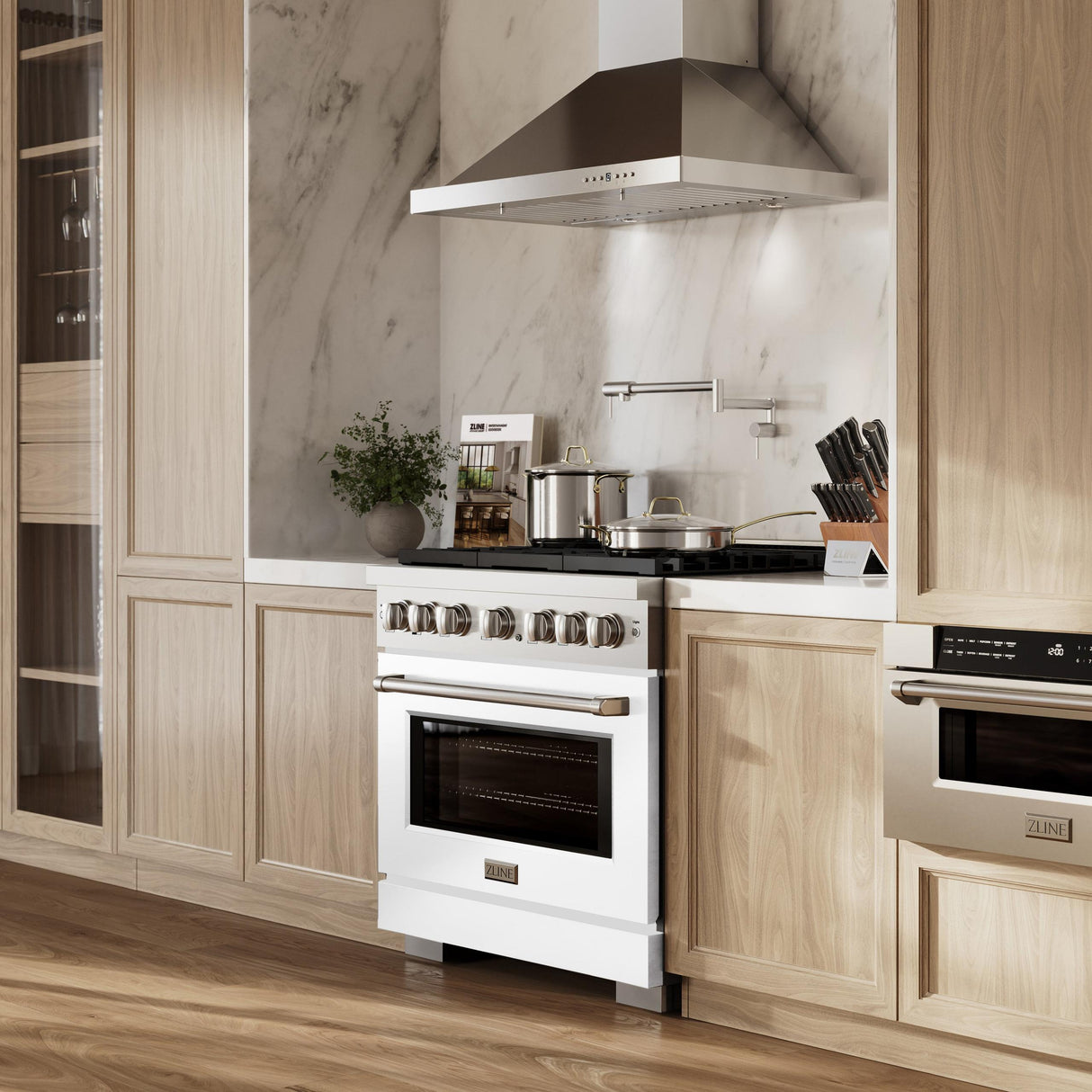 ZLINE 36 in. 5.2 cu. ft. 6 Burner Gas Range with Convection Gas Oven in Stainless Steel with White Matte Door (SGR-WM-36)