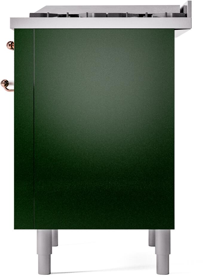 Nostalgie II 36 Inch Dual Fuel Liquid Propane Freestanding Range in Emerald Green with Copper Trim