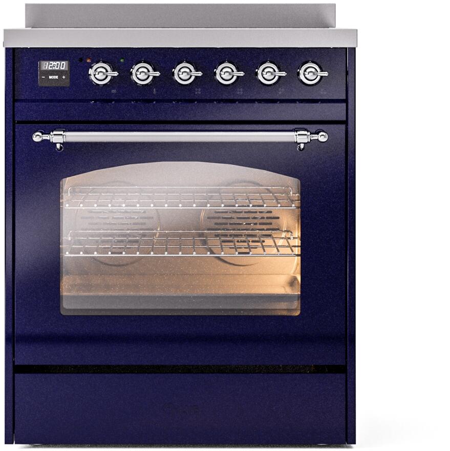Nostalgie II 30 Inch Electric Freestanding Range in Blue with Chrome Trim