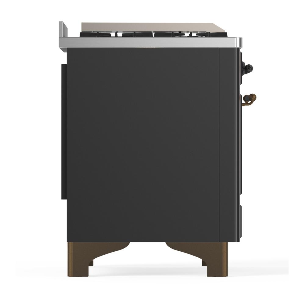 ILVE UM36FQNR3MGBLP Majestic III 36 inch Dual Fuel Range with 6 Black Brass Burners and Griddle, Dual Function Burner up to 25,000 BTU (Solid Door, Graphite Matte, Burnished, Liquid Propane)