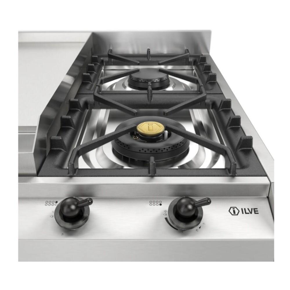 ILVE UHCP1265FNSSBLP Nostalgie II 48 inch Built-In Gas Cooktop with 8 Burners, Griddle, in Stainless Steel (Liquid Propane, Burnished)