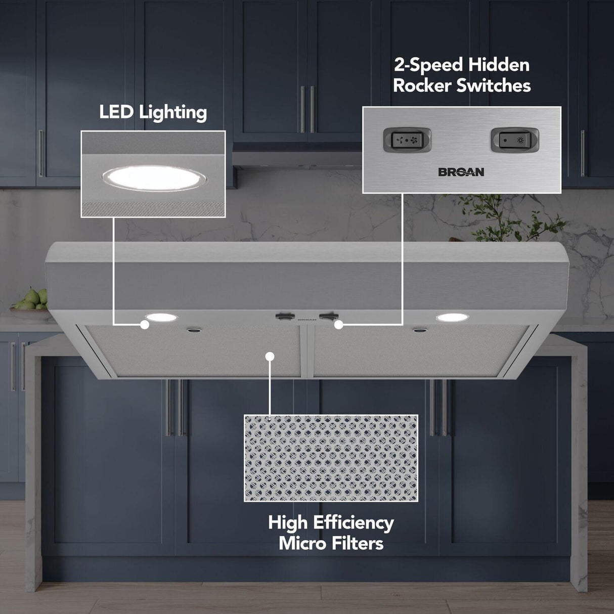 Mantra 36-Inch 350 MAX Blower CFM 1.5 Sones Stainless Steel Range Hood
