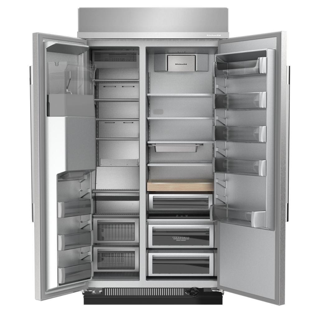 25.1 Cu. Ft. 42" Built-In Side-by-Side Refrigerator features Exterior Water and Ice Dispenser with Measured Fill