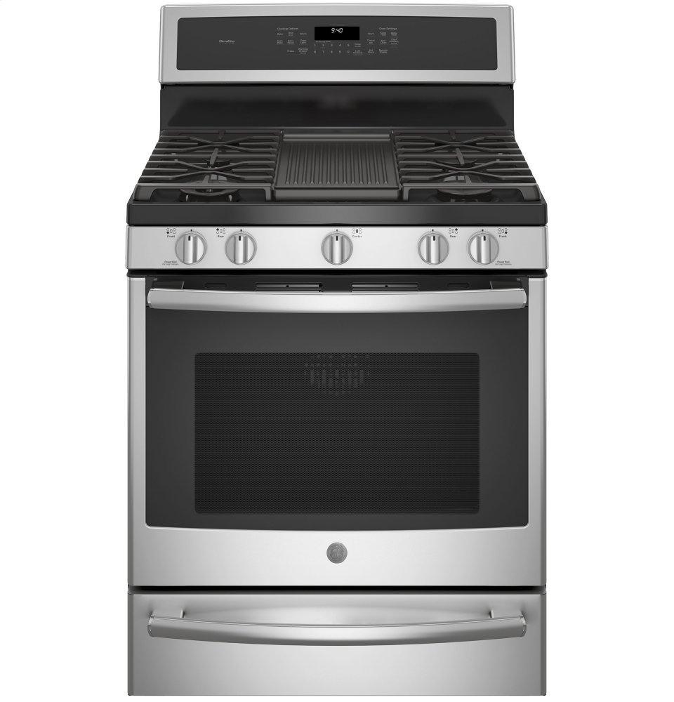 GE Profile™ 30" Smart Dual-Fuel Free-Standing Convection Range with Warming Drawer