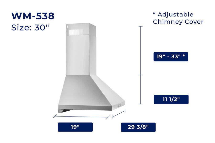 Hauslane Chef 30-in Convertible Stainless Steel Wall-Mounted Range Hood