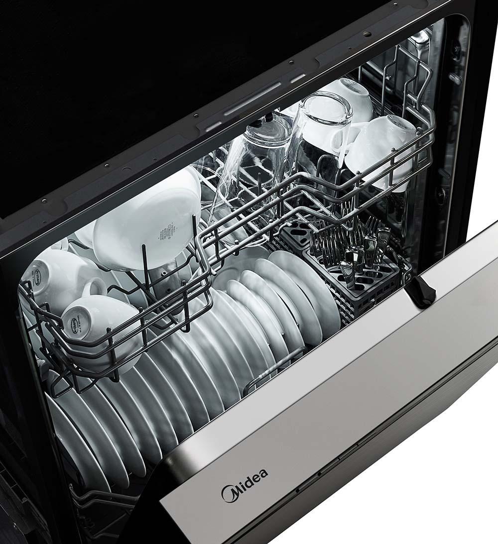 Midea 24" Front Control Dishwasher with Stainless Steel Tub and Interior LED Light