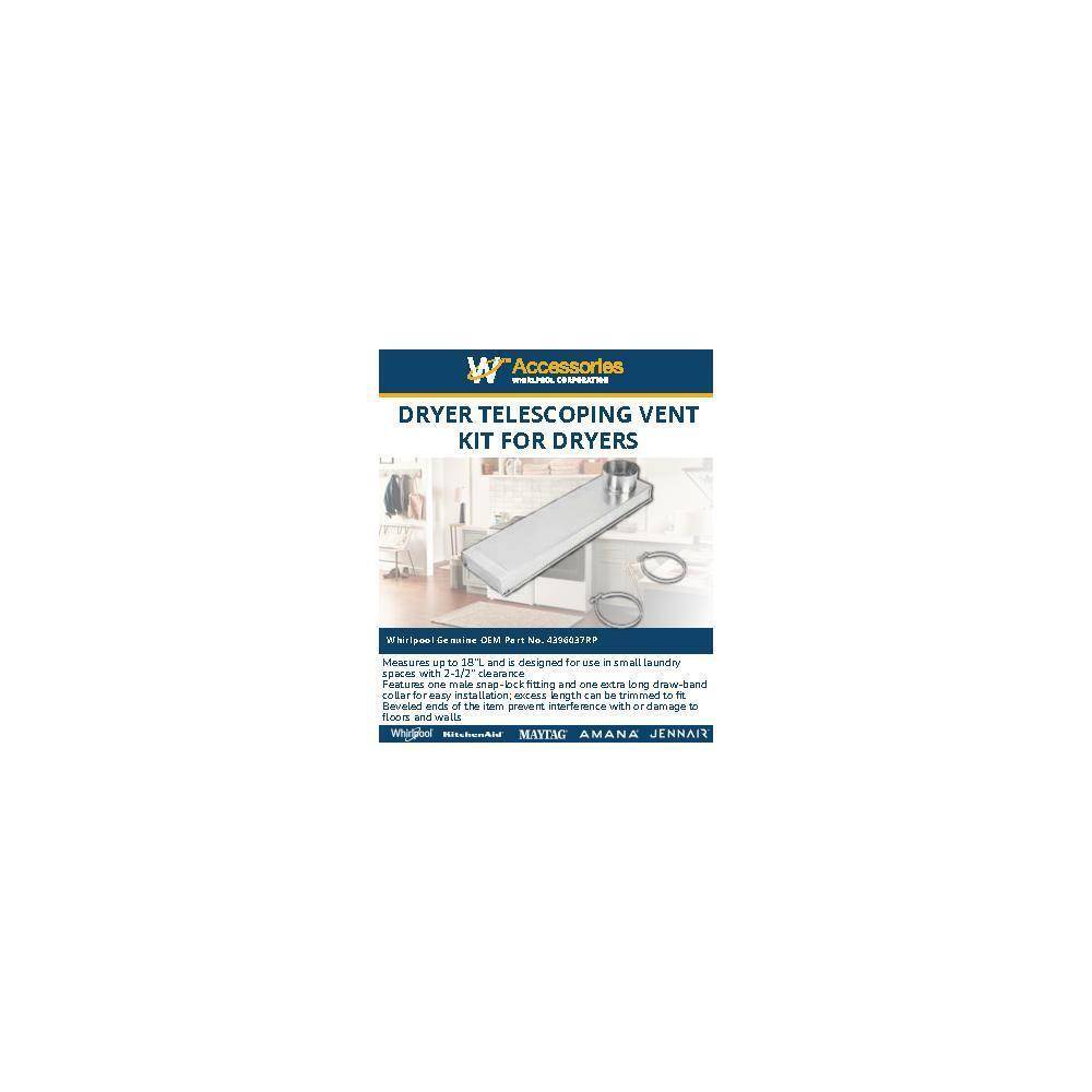 0"-18" Dryer Telescoping Vent Periscope for 2.5" clearance, with 1 male snap-lock fitting, draw-band collar & 2 clamps.