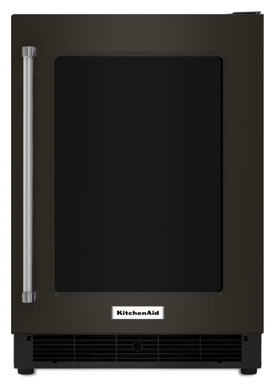 24" Undercounter Refrigerator with Glass Door and Metal Trim Shelves Black Stainless Steel with PrintShield™ Finish