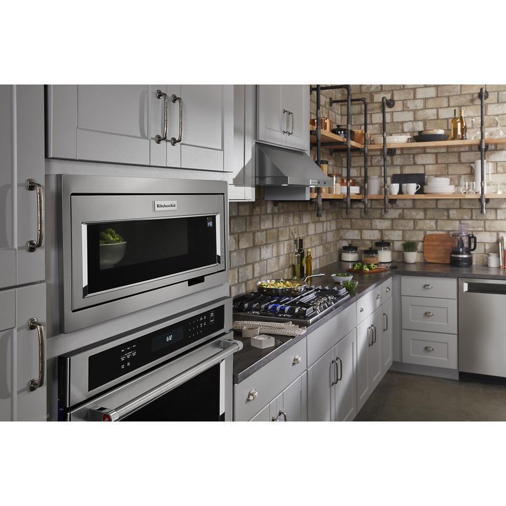 Built-In Low Profile Microwave Slim Trim Kit with Pocket Handle, Stainless Steel, fits cut-out height 12"