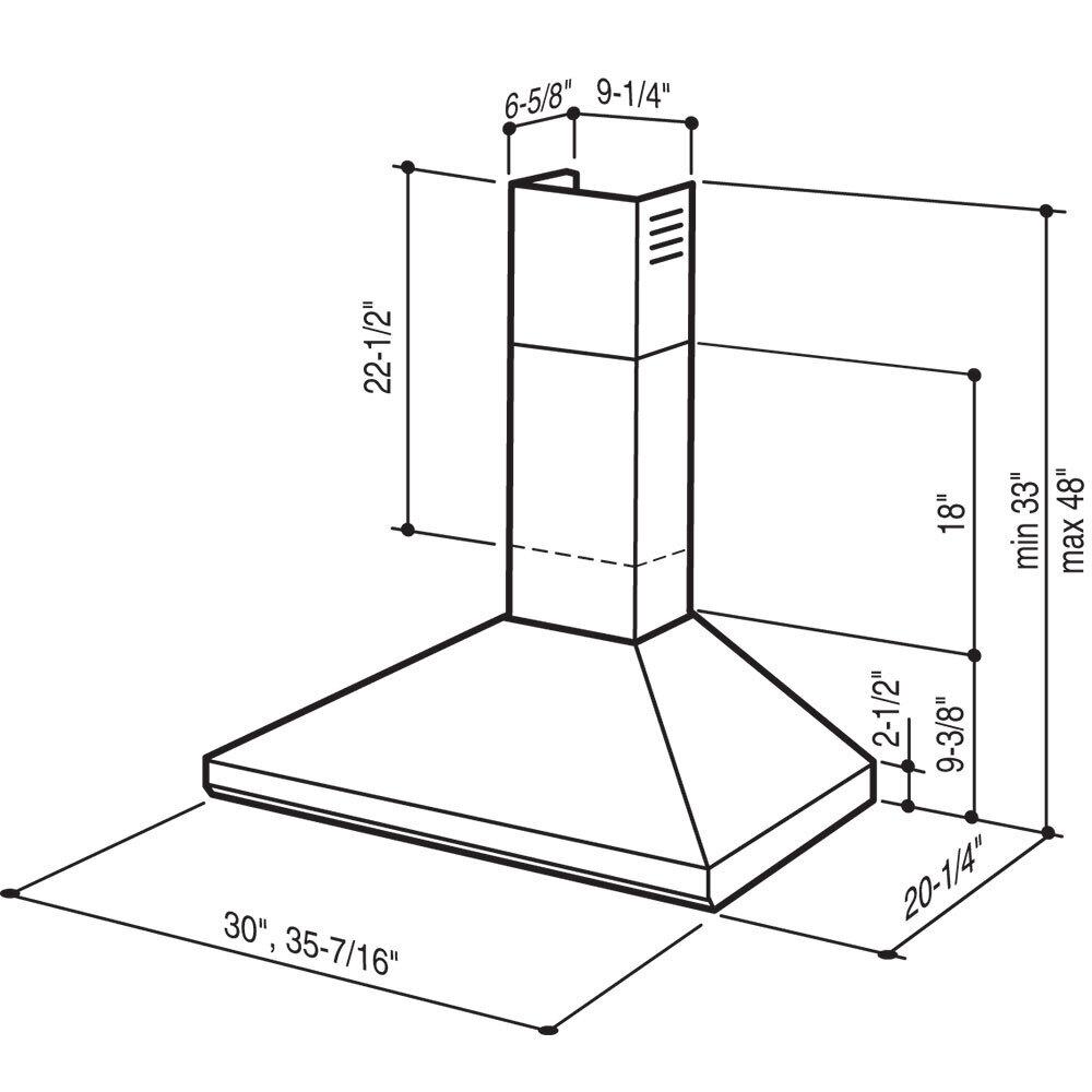 Broan® 30-Inch Convertible Wall-Mount Chimney Range Hood w/ Heat Sentry™, 450 CFM, Stainless Steel