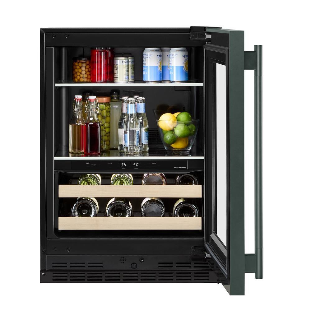 24" Beverage Center with Glass Door and Wood-Front Racks