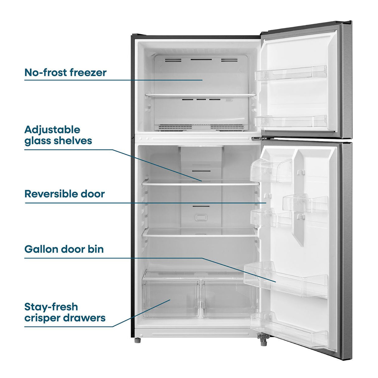Element Electronics 18.1 cu. ft. Top Freezer Refrigerator - Stainless Steel, ENERGY STAR (ERT18CSES)
