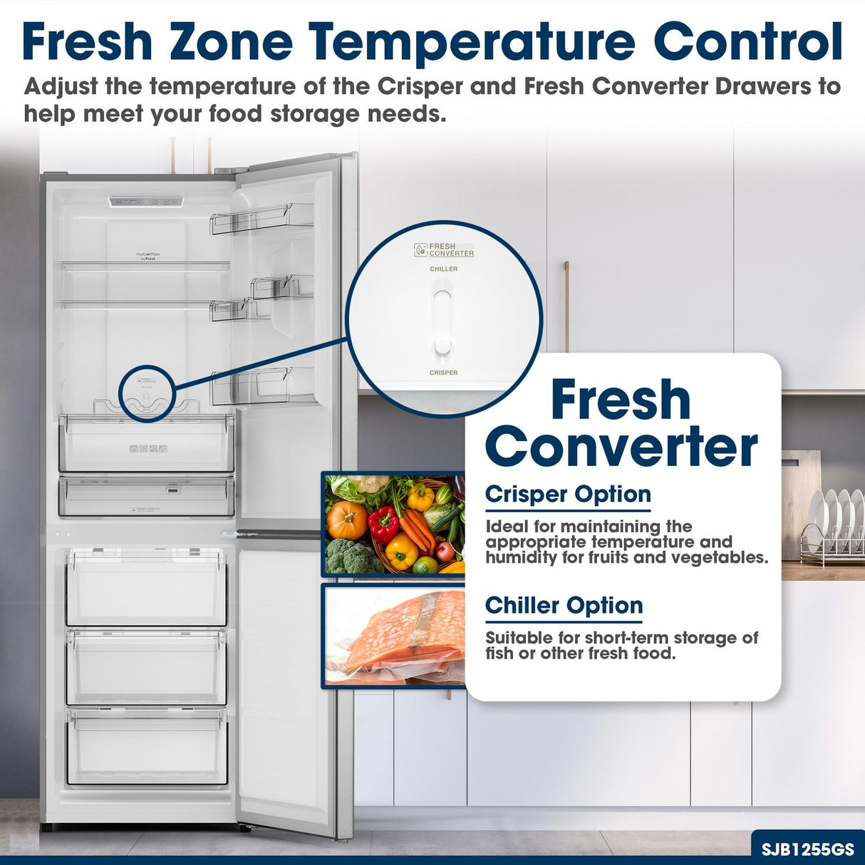 Sharp 24 in. Bottom-Freezer Counter-Depth Refrigerator