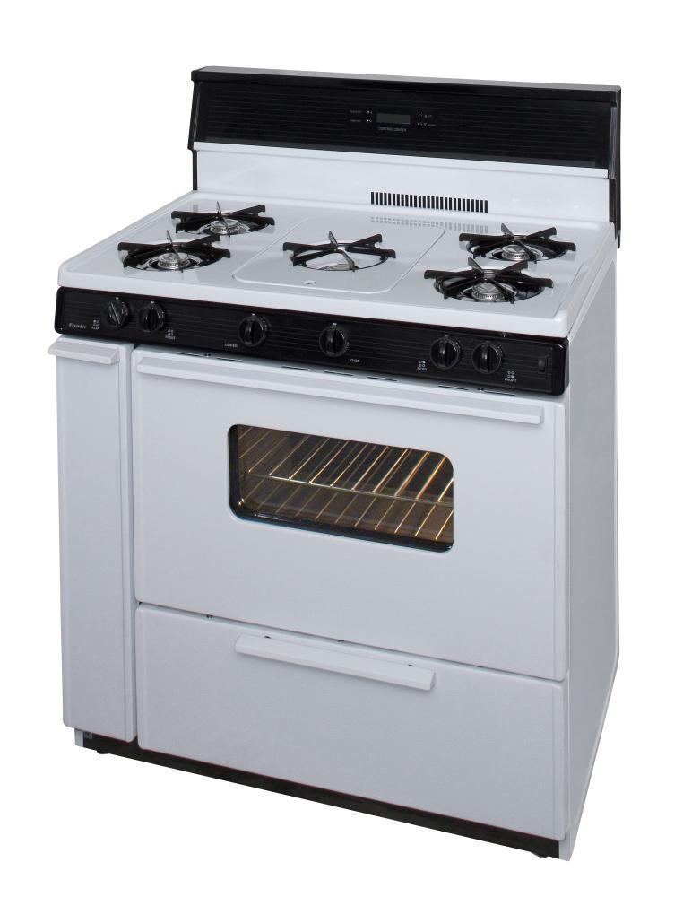 36 in. Freestanding Gas Range with 5th Burner and Griddle Package in White
