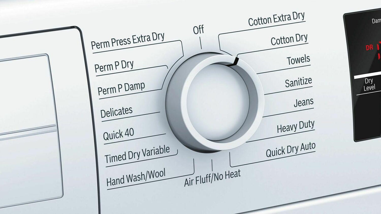 300 Series Cond. Dryer - 208/240V, Cap. 4.0 cu.ft., 15 Cyc.,67 dBA Galv.Drum, White/Door Non-Rev.