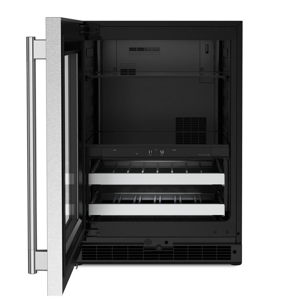 24" Beverage Center with Glass Door and Metal-Front Racks