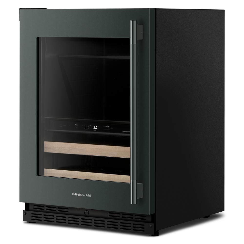 24" Beverage Center with Glass Door and Wood-Front Racks