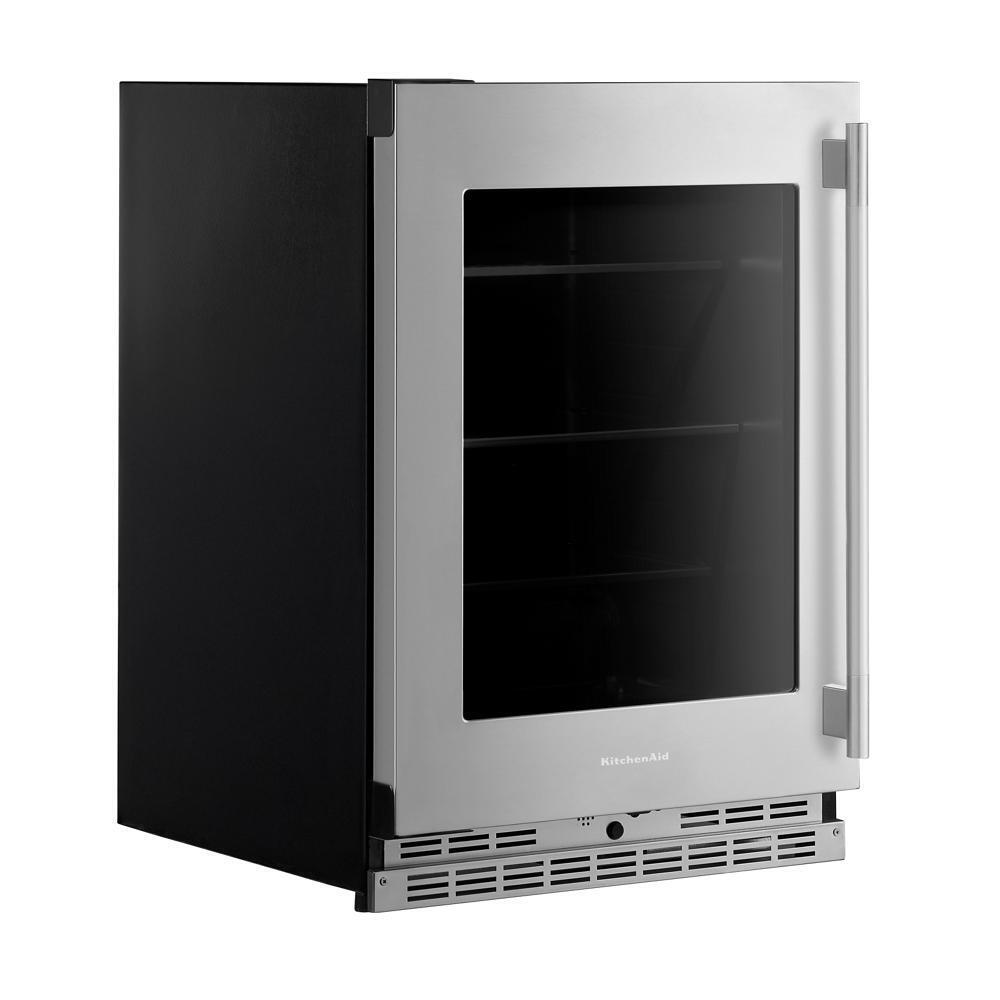 24" Undercounter Refrigerator with Glass Door and Shelves with Metallic Accents