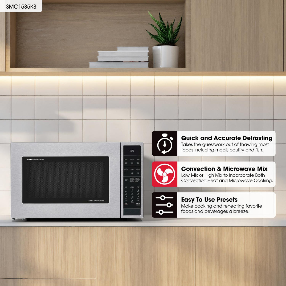 Sharp 1.5 cu. ft. 900W Stainless Steel Convection Countertop Microwave Oven