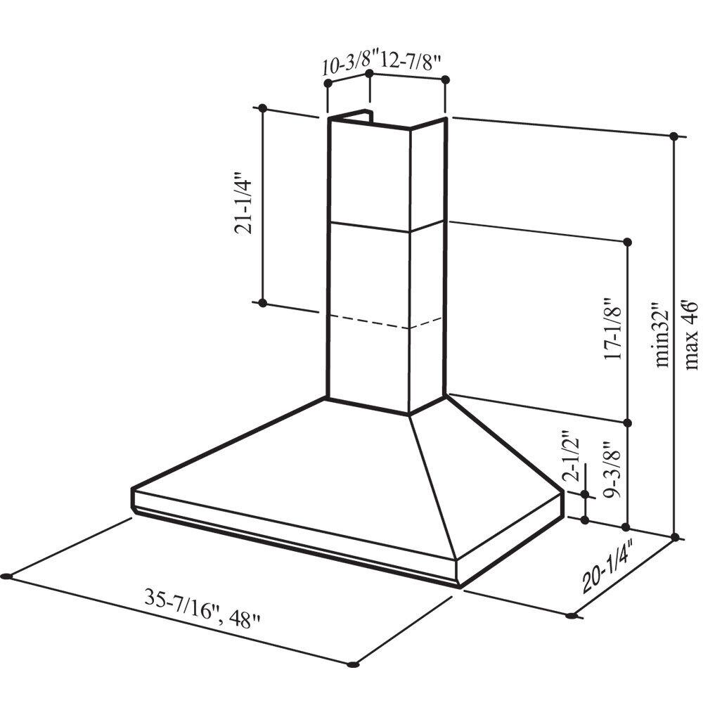 Broan® 36-Inch Convertible Wall-Mount Chimney Range Hood w/ External Blower, Stainless Steel