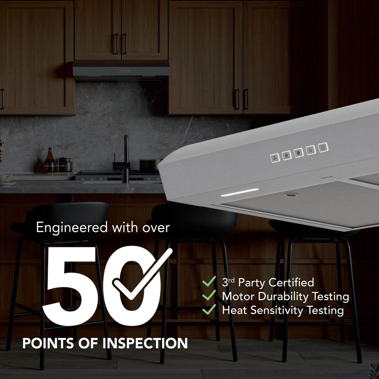 Mantra 36-Inch 350 MAX Blower CFM 1.5 Sones Stainless Steel Range Hood