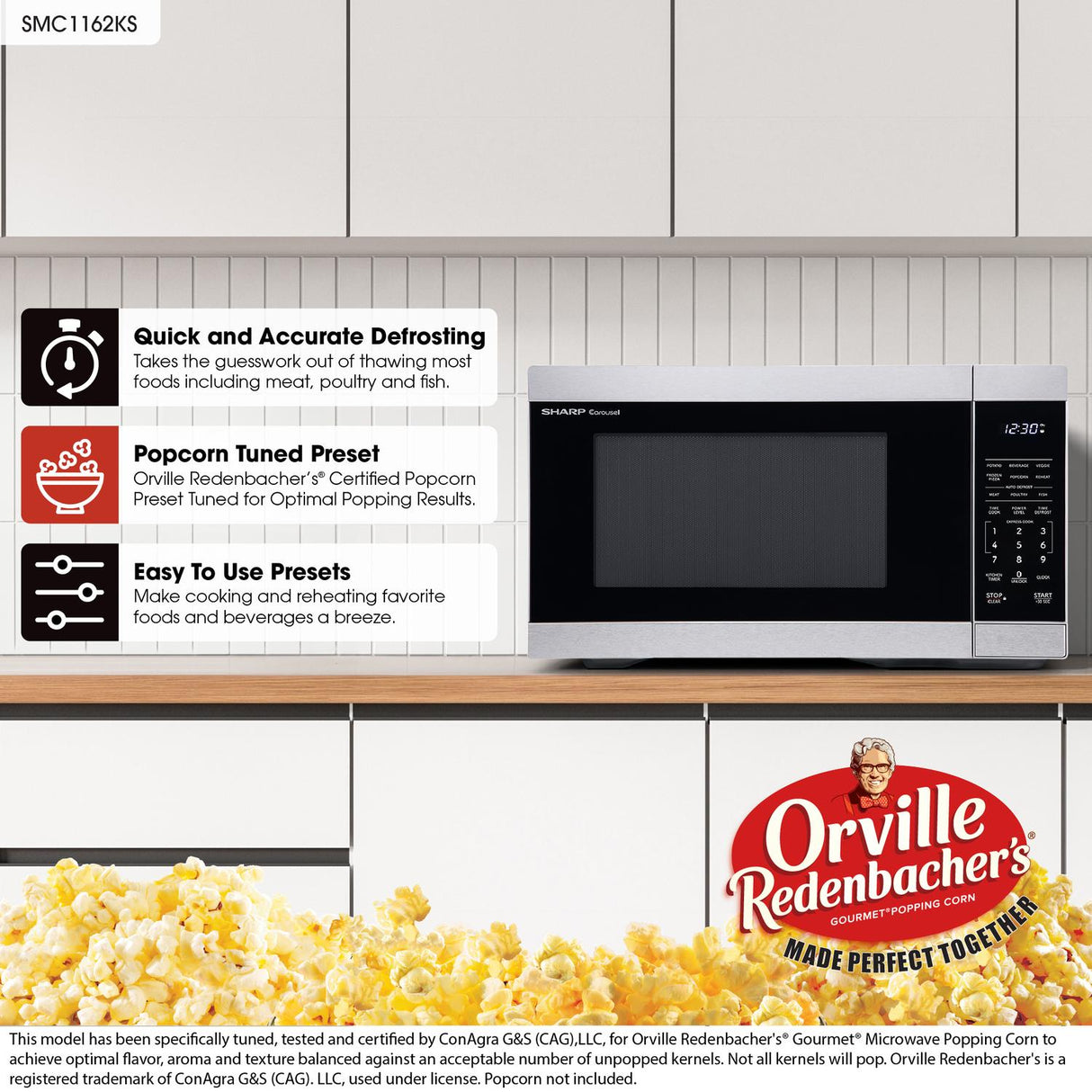Sharp 1.1 cu. ft. 1000W Stainless Steel Countertop Microwave Oven