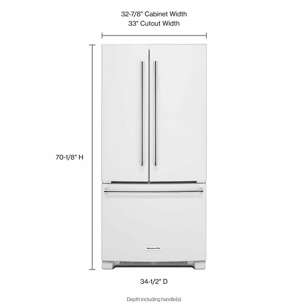 22 Cu. Ft. 33-Inch Width Standard Depth French Door Refrigerator with Interior Dispenser - White