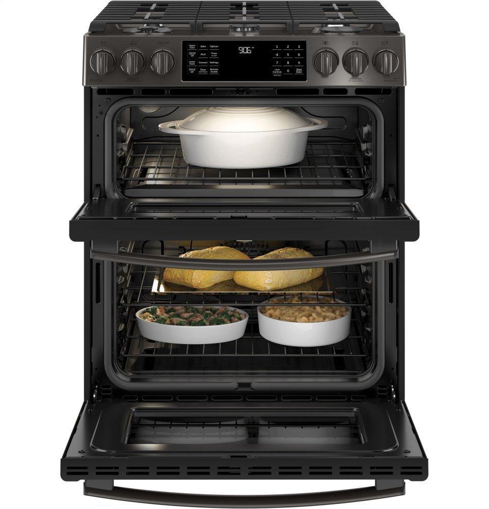 GE Profile™ 30" Smart Slide-In Front-Control Gas Double Oven Convection Range