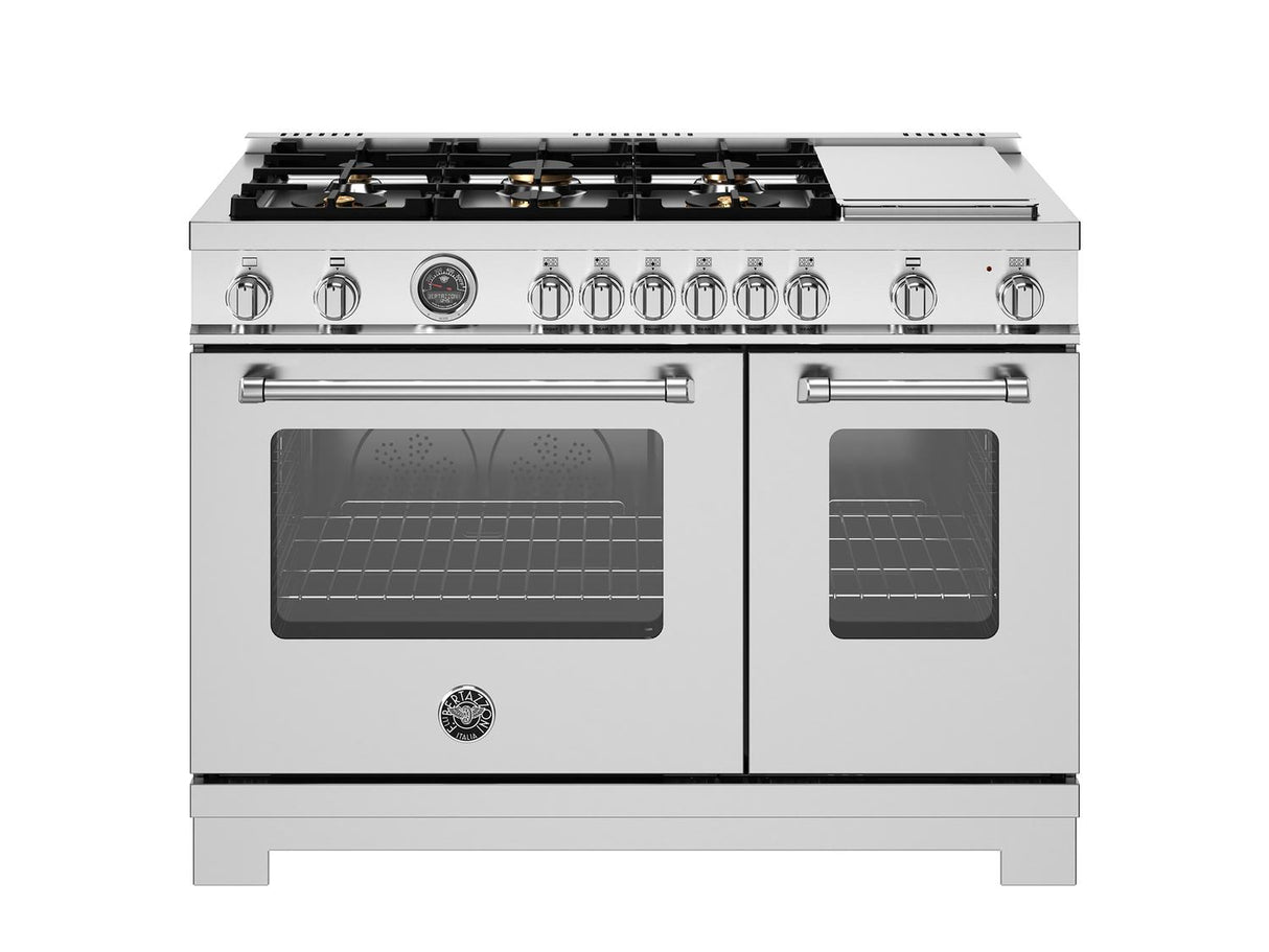 48 inch All Gas Range, 6 Brass Burner and Griddle Stainless Steel