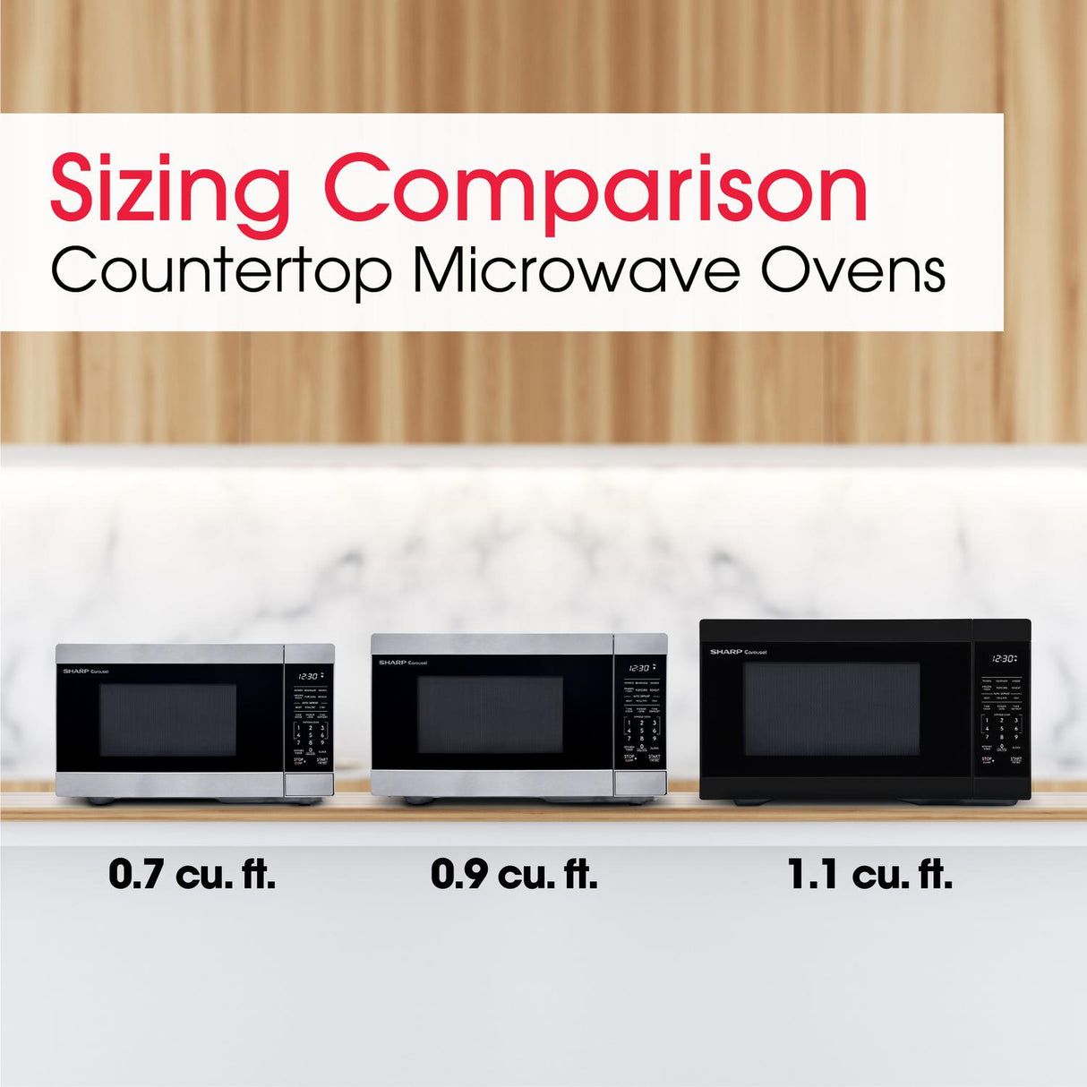 Sharp 1.1 cu. ft. 1000W Black Countertop Microwave Oven