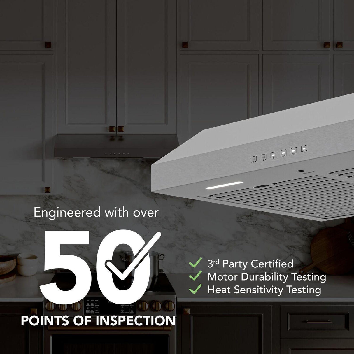Glacier 36-Inch 490 MAX Blower CFM 1.0 Sones Stainless Range Hood