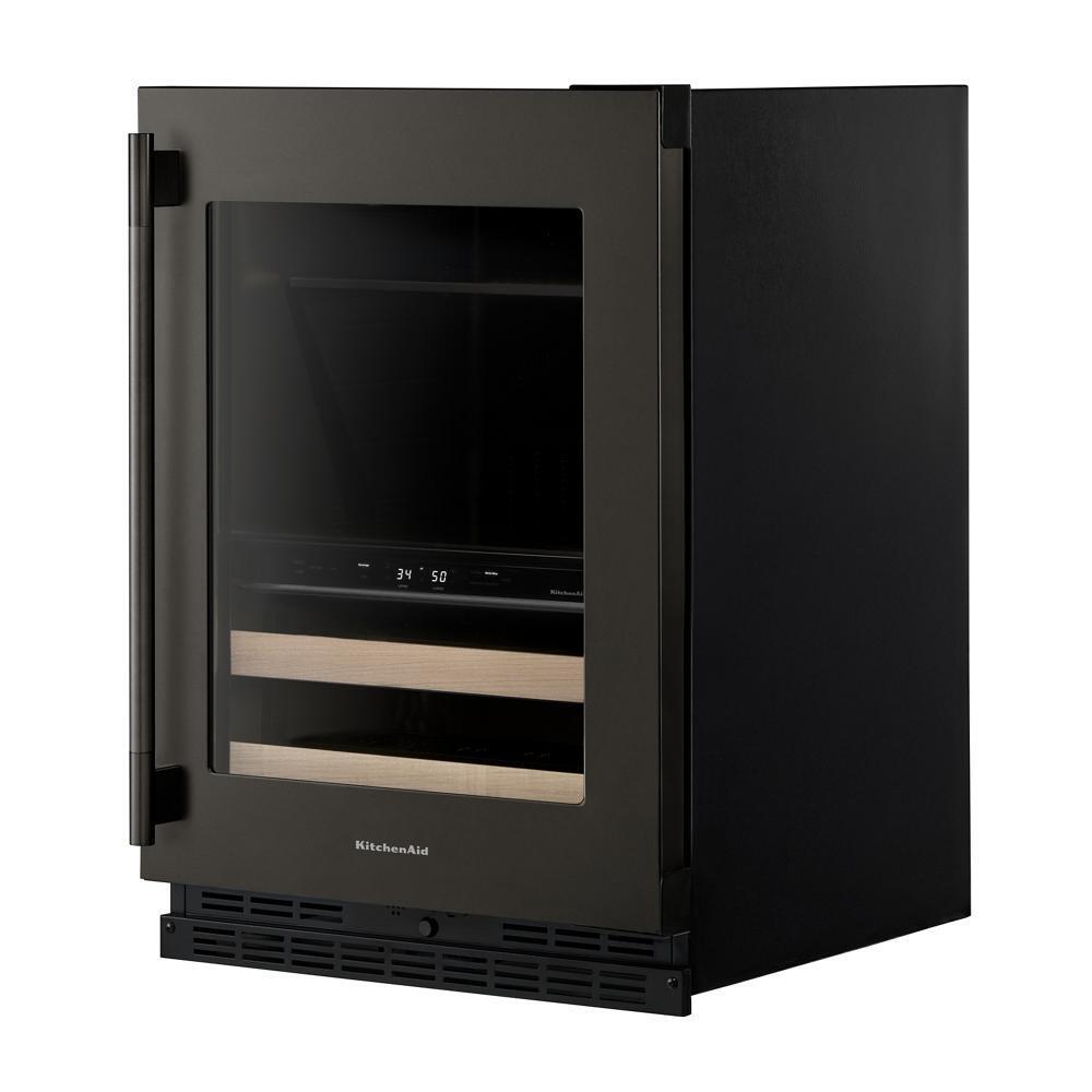 24" Beverage Center with Glass Door and Wood-Front Racks