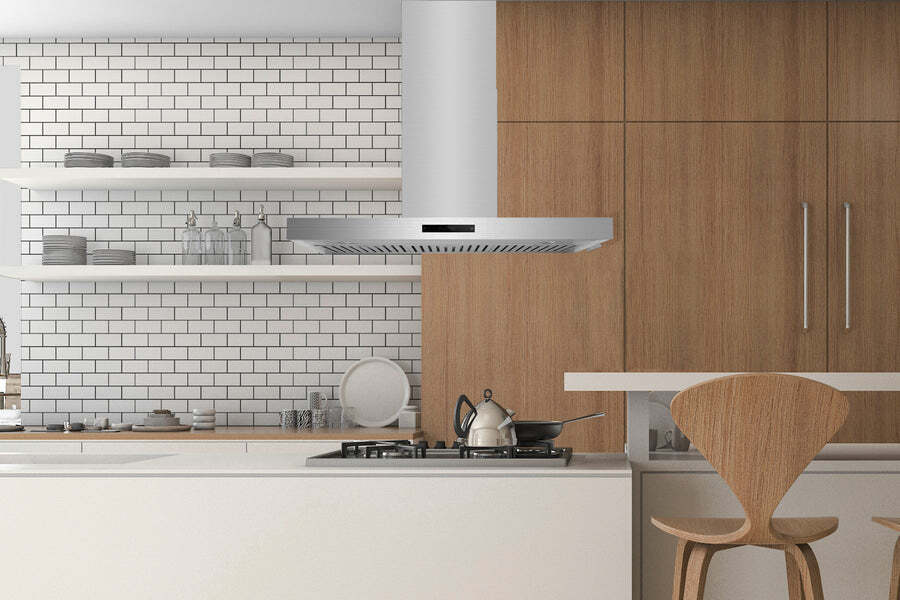 Hauslane 30 in. Convertible Island Range Hood with Dual Controls, LED, Baffle Filter in Stainless Steel