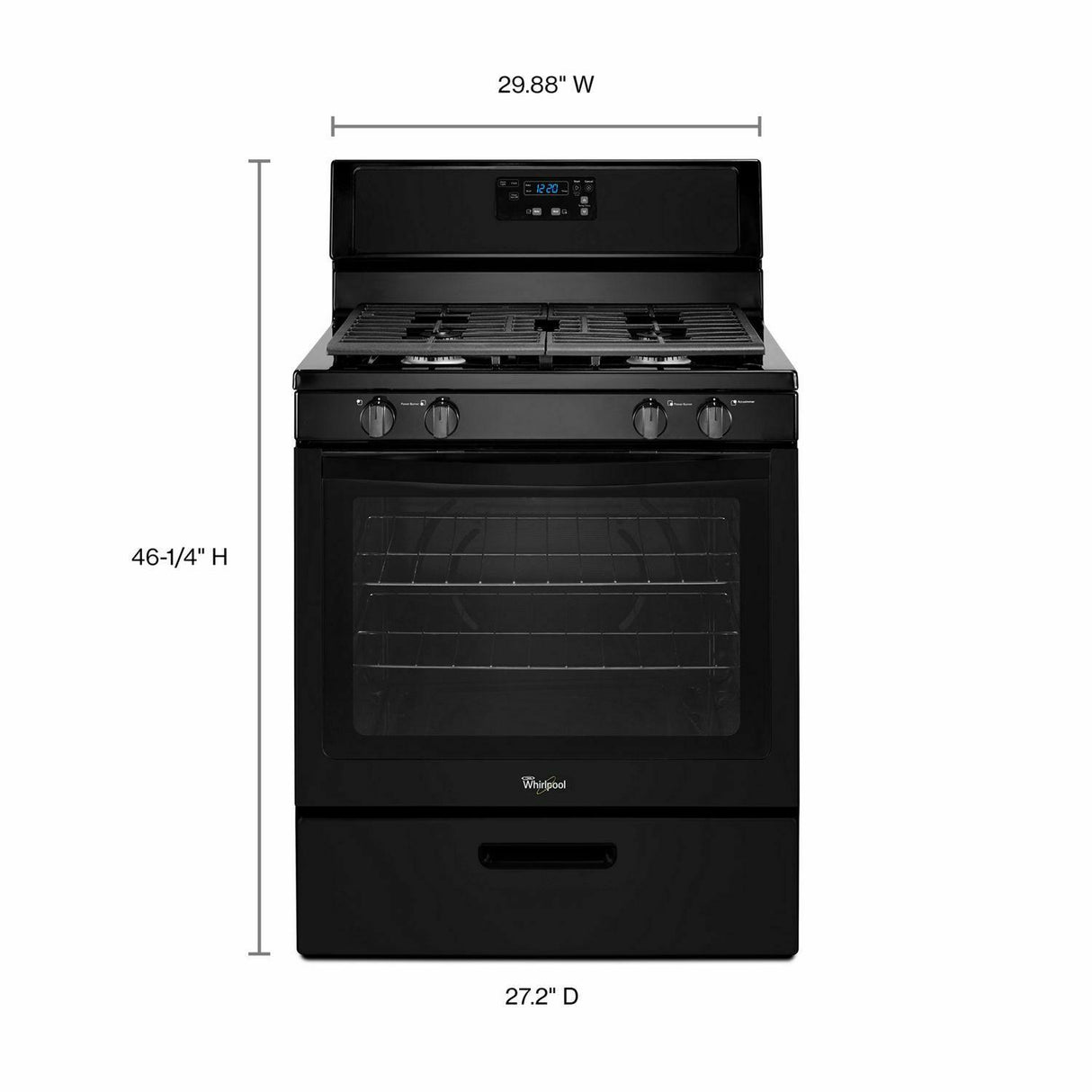 Whirlpool® 5.1 Cu. Ft. Freestanding 4-Burner Gas Stove - Black