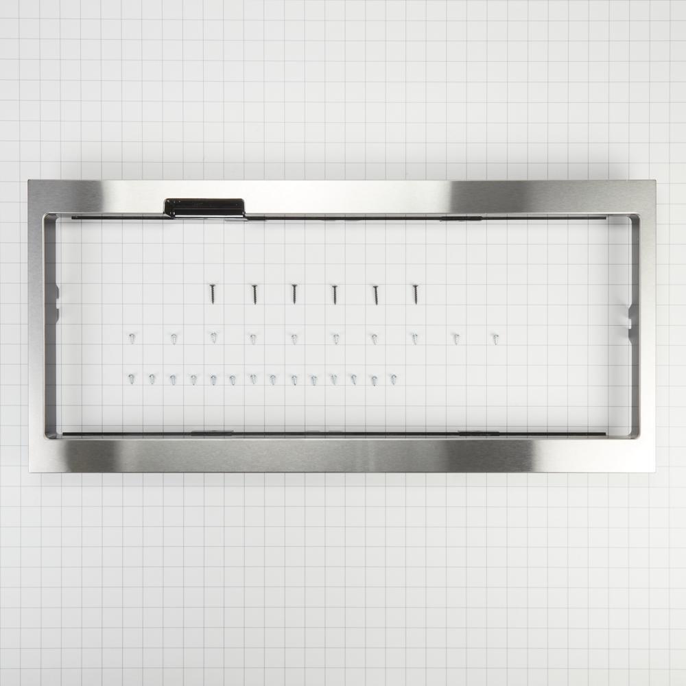 Built-In Low Profile Microwave Slim Trim Kit with Pocket Handle, Stainless Steel, fits cut-out height 12"