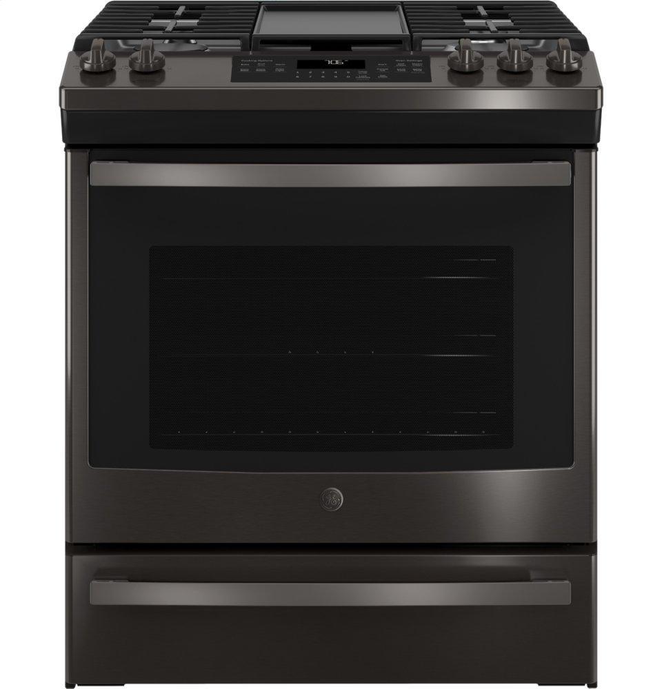 GE® 30" Slide-In Front-Control Convection Gas Range