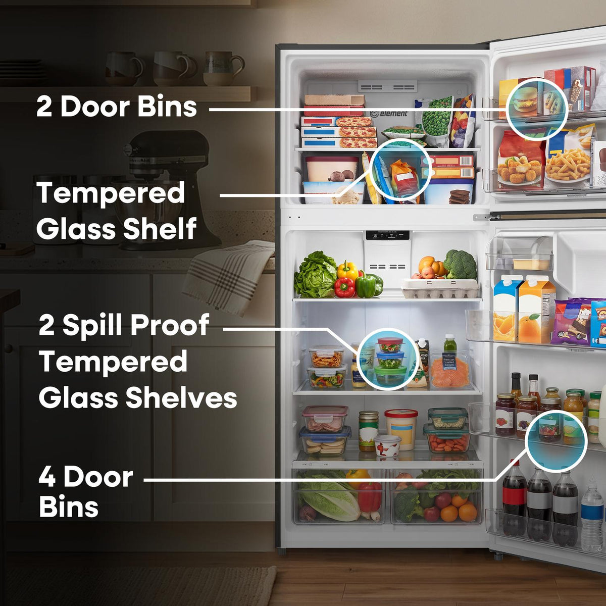 Element 18.2 cu. ft. Top Freezer Refrigerator - Black, ENERGY STAR