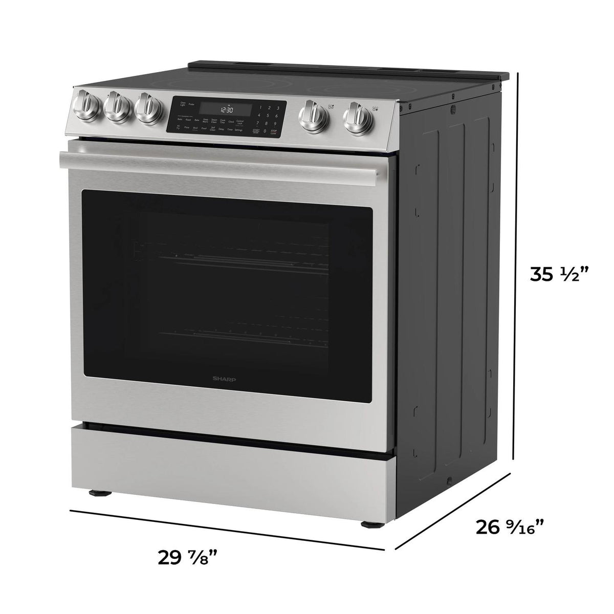 30 in. 5 Burner 6.3 cu. ft. Slide-in Electric Range with True European Convection