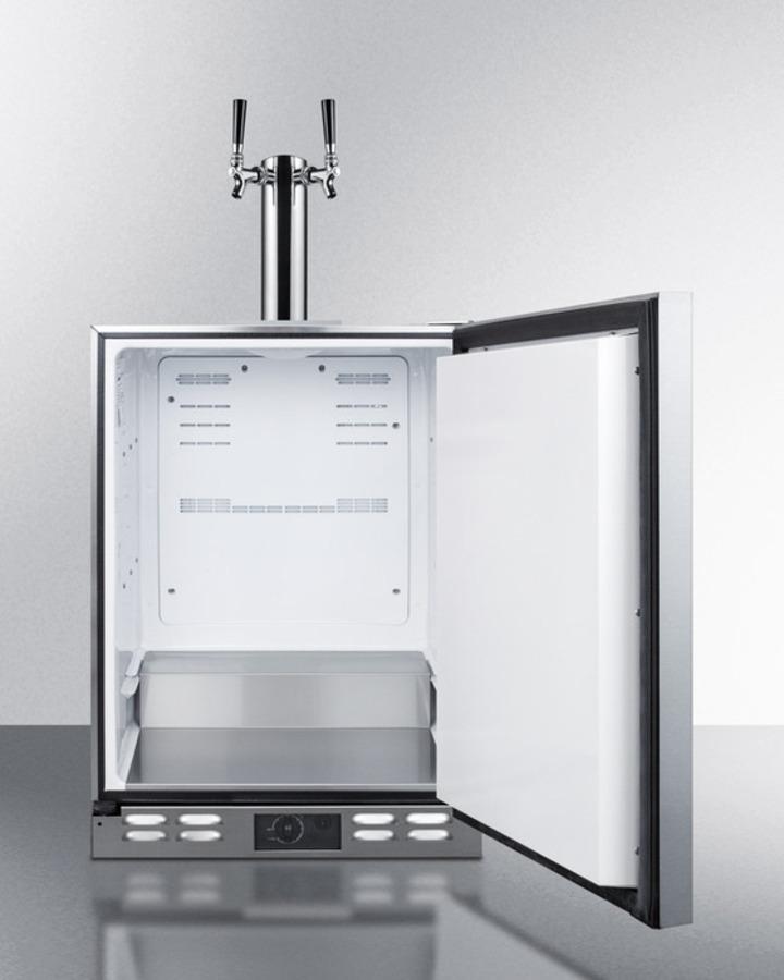Outdoor Frost-free Beer Dispenser for Built-in Use, With Dual Tap System for Two 1/6 Kegs