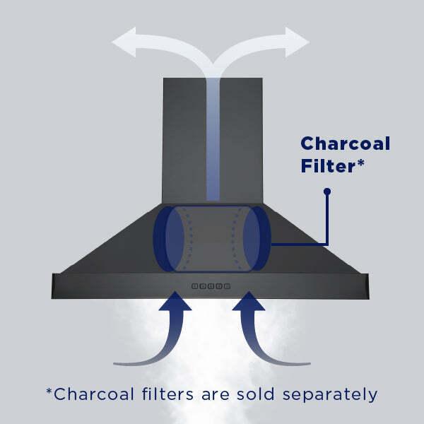 Hauslane Chef 30-in Convertible Black Stainless Steel Wall-Mounted Range Hood