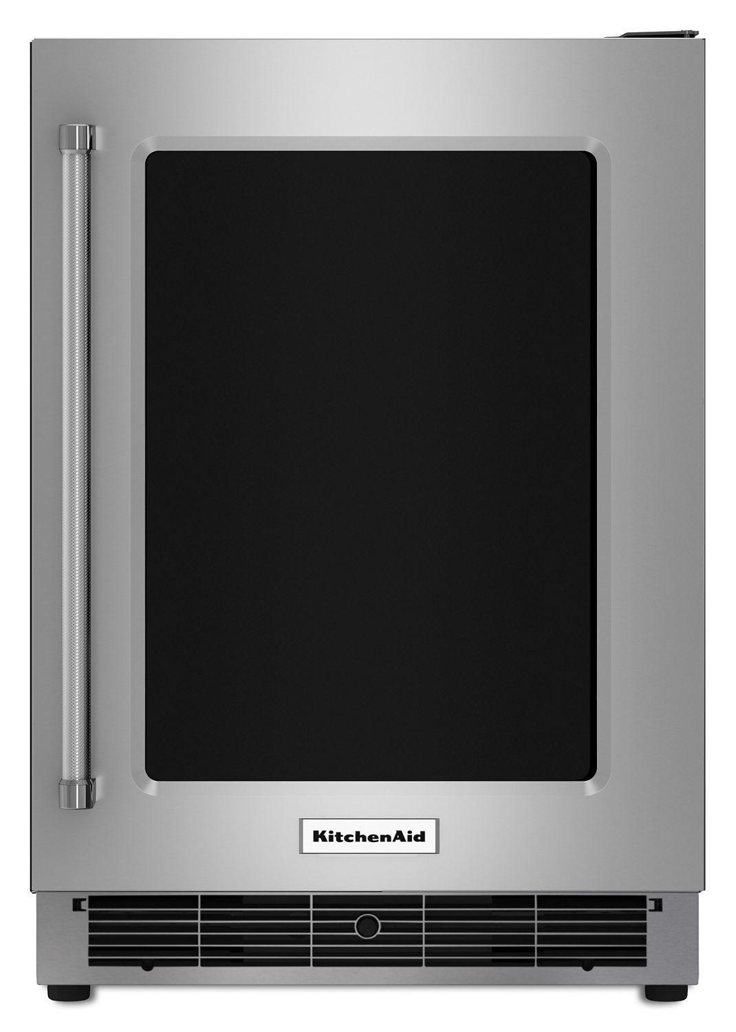 24" Undercounter Refrigerator with Glass Door and Metal Trim Shelves Stainless Steel