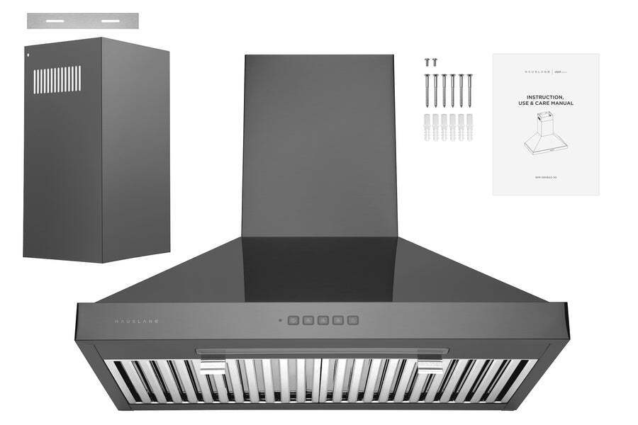 Hauslane Chef 30-in Convertible Black Stainless Steel Wall-Mounted Range Hood