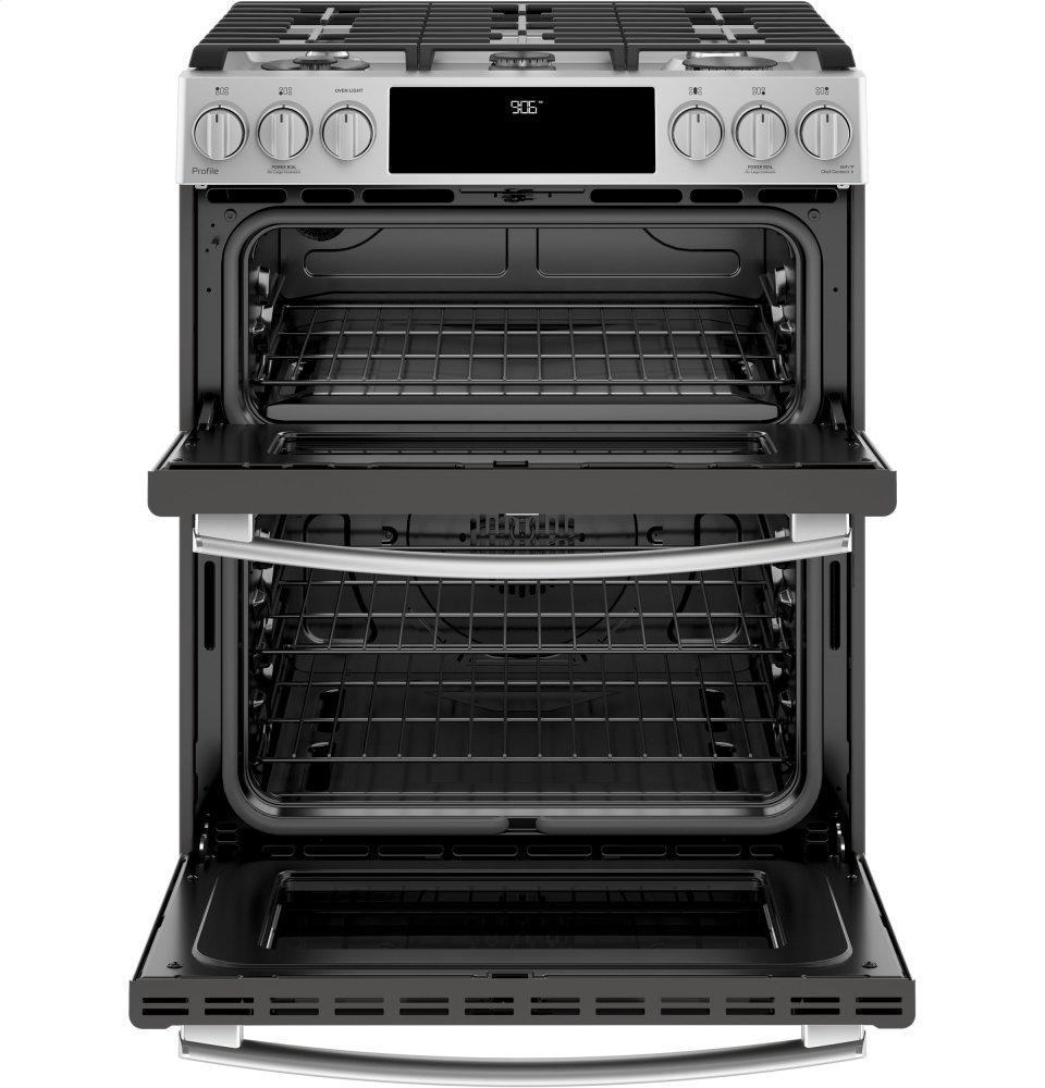 GE Profile™ 30" Smart Slide-In Front-Control Gas Double Oven Convection Range