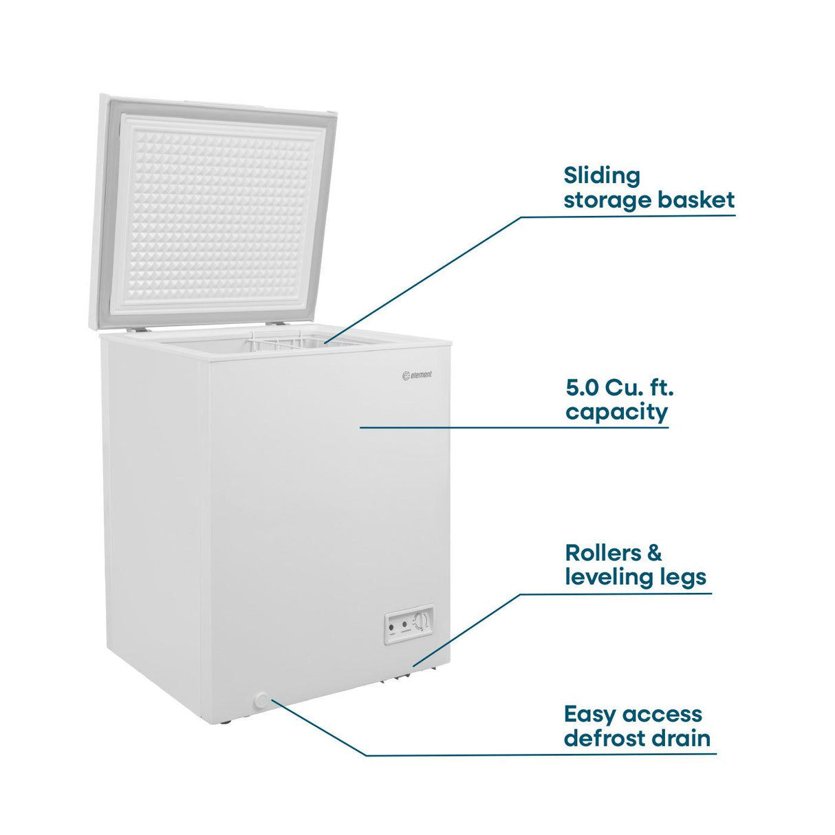 Element Electronics 5.0 cu. ft. Chest Freezer - White (ECF50MD2EW)