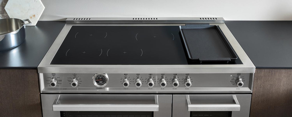 48 inch Induction Range, 6 Heating Zones and Cast Iron Griddle, Electric Self-Clean Oven Carbonio
